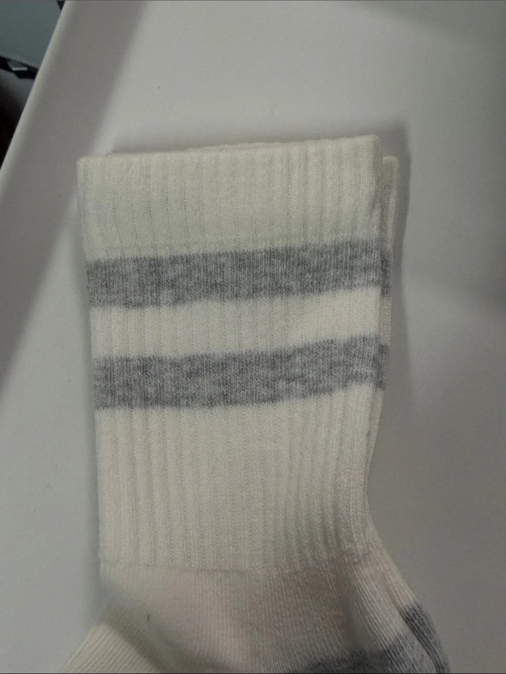 Bombas White Athletic Crew Socks with Gray and Black Accents